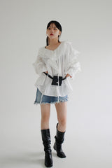 モノラッフルブラウス / Mono ruffle blouse (2color)