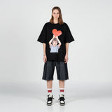 ベイビーフェイスハートボーイショートスリーブTシャツ ブラック