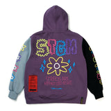 フラワーオーバーサイズパーカー / FLOWER OVERSIZED HEAVY SWEAT HOODIE BLUE GREY / PURPLE