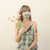 ミントチェックレースマスク / mint check lace mask (4539130839158)