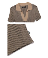 ストライプ カラー クロップ ニット /  CHARMS STRIPE COLLAR CROP KNIT BE