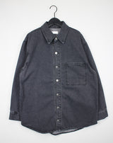 ウォッシュドデニムシャツジャケット / washed black denim shirt jacket