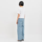BANDING WIDE DENIM PANTS LIGHT BLUE