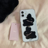 コットンバニーポポジェリーハードアイフォンケース/Cotton bunny popo Jelly Hard phone case black