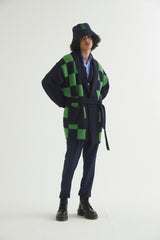 CHECKERBOARD ROBE CARDIGAN NAVY (6613774139510)