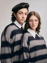 DVRK PRIVÉ GARDENIA STRIPED KNITTED SWEATER - GREY