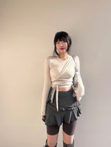 バレエコアストラップクロップTシャツ