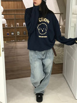 Coupure wide denim pants