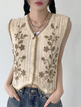 ハコビンテージレイヤードノースリーブカーディガン / Hako Vintage Layered Sleeveless Cardigan