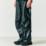 VCL CRACK LEATHER PARACHUTE PANTS BLACK