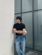 ラボワイドブラッシュデニムパンツ / Labo Wide Brush Denim Pants (Light Blue)