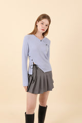 VネックスリットTシャツ