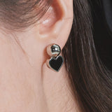 BLACK HEART BALL EARRINGS