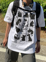 レイジーキャットハーフTシャツ / LAZY CAT HALF T-SHIRTS(2COLOR)