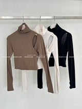 Open Warmer Cropped Turtleneck T-shirt