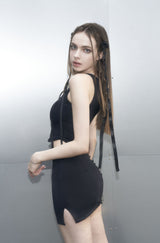 リンクドアイレットスリーブレス / [Seow] Linked eyelet sleeveless, black