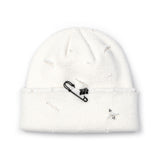 BBD Ripped Piercing Custom Beanie (White)