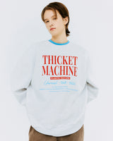 チケットマシンタイポスウェットシャツ/THICKET MACHINE TYPO SWEATSHIRT-WHITE MELANGE
