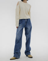 no.535 ピンタックミディアムデニムパンツ/no.535 Pintuck Medium Blue Denim Pants