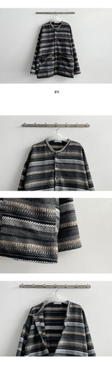 Neck Thick Patterned Unit Price Ravintage Round Knit Jacket