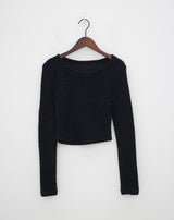 UネックファークロップTシャツ/U Neck Fur Crop T-shirt (4color)