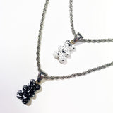 Ink marble bear necklace (6685429366902)