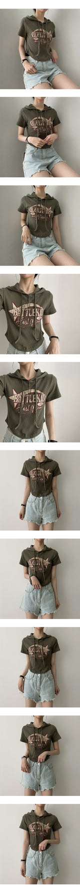 ファストスナップフード半袖Tシャツ/ Fast Snap Hooded Short Sleeve Tee
