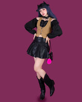 chi-chi leather pleats skirt (6667131060342)