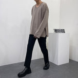 レッグ アップ サイド スリット スラックス / UN702 Leg Up side slit slacks (2 colors)