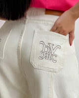 プリヴェラインワイド-レッグデニムジーンズ / PRIVÉ LINED WIDE-LEG DENIM JEANS - CREAM/DENIM BLUE