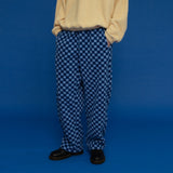 フリースチェッカーボードパンツ/FLEECE CHECKERBOARD PANTS_BLUE