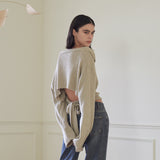 バックレスカラーニット/BACKLESS COLLARED KNIT (BEIGE)