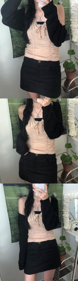 レースシャーリングビスチェ / Lace shirring bustier (4 colors)