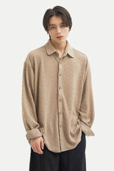 ツイステッドカラーカーディガンシャツ/Twisted collar cardigan shirt S111 Beige