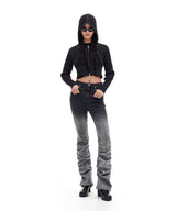 BOOTSCUT SHIRRING DENIM PANTS (BLACK)