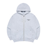 BASIC LOGO NEEDLEWORK HOODIE ZIP UP MELANGE 