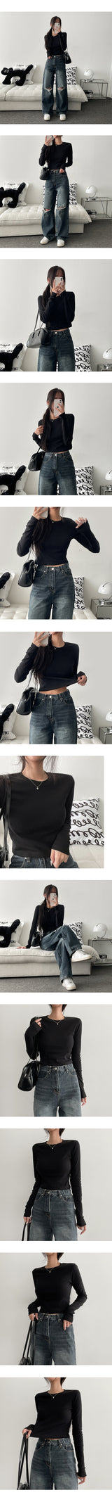 Leah Slim Muji Crop Long Sleeve Tee