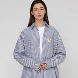フラワードット刺繍ストライプシャツ / Flower dot embroidered stripe shirt