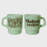 Maltese archive line graphice milk glass