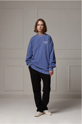 Pigment washed crewneck - Blue (4622121795702)