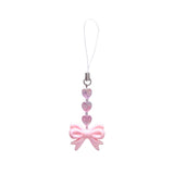 [Handmade] Pink lovely ribbon heart phone keyring