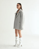 UNISEX HAIRY WOOL COAT JACKET W - BYRDEYE GRAY (6636065325174)