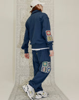 GRANNY SQUARE SWEATPANTS NAVY (6691425812598)