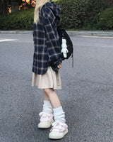 デイリーヴィンテージフード付きチェックシャツ