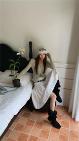 Oatmeal Long Sleeve Strap Top (with Inner)