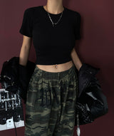 Camouflage Lettering Jogger Pants