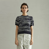 ノイズハーフスリーブニット/NOISE HALF SLEEVE KNIT (NAVY)
