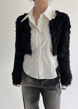 ノーボタンファークロップカーディガン/Nor Button Fur Crop Cardigan (3color)