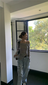 Belua off-shoulder long-sleeved tee