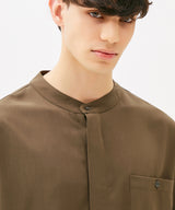 ONE POCKET MINIMAL COLLAR OVERFIT SHIRT (BLACK) (6585497387126)